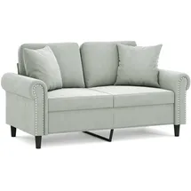 vidaXL 2-Sitzer-Sofa mit Zierkissen Hellgrau 120 cm Samt