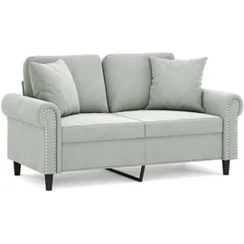 vidaXL 2-Sitzer-Sofa mit Zierkissen Hellgrau 120 cm Samt