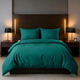 Traumschlaf Pure Mako-Satin 155 x 220 cm + 80 x 80 cm petrol