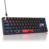 SOLIDEE mechanische Gaming Tastatur 65%,68 Tasten mit Lineare rote Schalter,kabelgebundene mechanische Tastatur mit LED-Hintergrundbeleuchtung,gemischtes Licht kompakte Tastatur(68 Black-Blue)