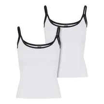 URBAN CLASSICS Ladies Contrast Basic Top 2-Pack - weiß,