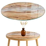 Tulup Tischplatte 80 x 80 cm Glas Holz beige