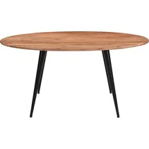 miliboo - Ovaler Esstisch aus massivem Akazienholz und Metall B160 cm Obali