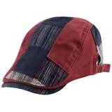 LuxusKollektion Schiebermütze Schiebermütze Herren Patchwork Flatcap Schirmmütze M-L Weinrot-b