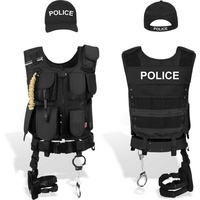 normani Polizei-Kostüm SWAT/POLICE/SECURITY Kostüm Karneval, Einsatzkostüm Agentenkostüm SWAT FBI POLICE SECURITY Faschingskostüm schwarz 6XL/Links - 6XL/Links