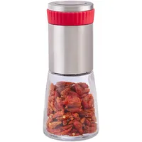 Relaxdays Chilimühle 16 cm Silber/Rot unbefüllt
