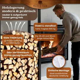 black-oak Kaminholzregal JACK Metall 150 x 100 x 25 cm Schwarz