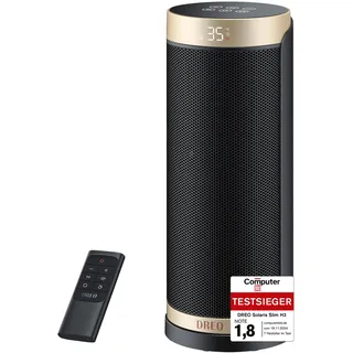 DREO Heizlüfter Energiesparend, PTC Keramik Heizlüfte Leise, 70° Oszillierend Elektroheizung mit Fernbedienung, 12-Std-Timer, 3 Modus 3 Geschwindigkeit, Überhitzungs-Kippschutz, Solaris Slim H3