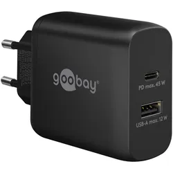 Goobay USB-CTM PD Dual-Schnellladegerät 45 W schwarz