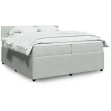vidaXL Boxspringbett mit Matratze Hellgrau 200x200 cm Samt - Grau