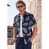 John Devin Hawaiihemd »Regular fit« Kurzarm, Freizeithemd mit Palmenprint aus reiner Baumwolle, Gr. XL (43/44) - N-Gr, navy / creme, , 36667206-XL N-Gr