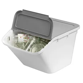 SmartStore Aufbewahrungskiste Stack-it M 39 x 39 x 37 cm 1-tlg. grau/weiß