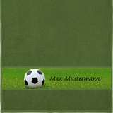Erwin Müller Handtuch mit Namen - personalisiert - Motiv Sport - Fußball - viele Farben & Motive - Dusch-Handtuch - dunkelgrün - Größe 50x100 cm - persönliches Geschenk mit Wunsch-Name