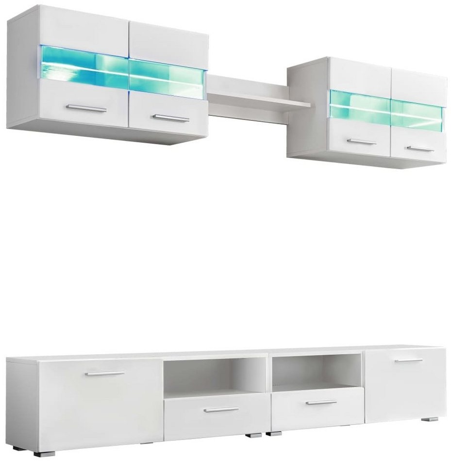 DOTMALL TV-Schrank Moderne Wohnwand mit LED-Beleuchtung,(5-St) weiß