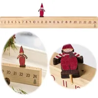 LS-LebenStil Vintage Holz Adventskalender hüpfendes Wichtelmännchen 50cm Countdown Xmas Deko Treppen Weihnachtskalender Adventskalender Weihnachten - Braun