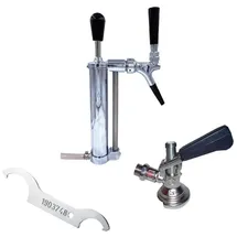 ich-zapfe Komplett Set Bierpumpe, Picknickpumpe mit Kolbenschankhahn 3/4, Co2-Abgang, Flach
