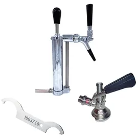 ich-zapfe Komplett Set Bierpumpe, Picknickpumpe mit Kolbenschankhahn 3/4, Co2-Abgang, Flach