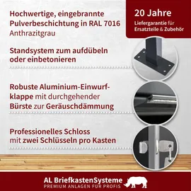 AL Briefkastensysteme AL 14 Fach Anthrazitgrau inkl. Zeitungsfach
