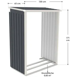 Juskys Geräteschuppen M mit Holzunterstand rechts 2,63 x 1,17 m anthrazit