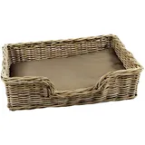 Kobolo Hundekorb Hundesofa aus stabilem Rattan geflochten inkl. Kissen 81x62x21 cm