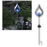 Star Trading Solarleuchte Edelstahl 86,0 cm inkl. Dämmerungssensor blau/silber