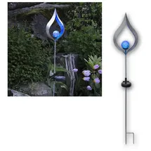 Star Trading Solarleuchte Edelstahl 86,0 cm inkl. Dämmerungssensor blau/silber