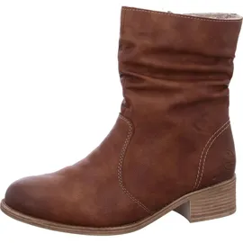 Rieker Damen Stiefelette Blockabsatz Warmfutter Reißverschluss Raffung 76581, Größe:39 EU, Farbe:Braun - Braun 39