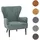 Mendler Lounge-Sessel HWC-K37 Chenille 75 x 80 x 78 cm blau-grün mit Kissen