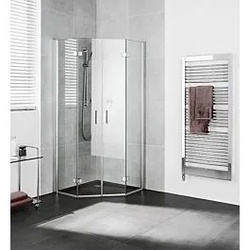Kermi Diga 5-Eckdusche mit Pendel-Falttür DIF4509020VAK 90x90x200cm, 450mm, silber hochglanz, ESG klar
