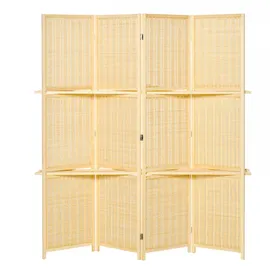 Homcom Paravent Bambus, Kiefernholz