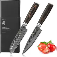Wakoli EDIB Essentials Messerset 12/13 cm 2-tlg. Damastmesser Pakkaholzgriff