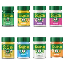 Wang Prom Herbal Thai Balm Discovery Set: 8 Gläser à 50 g | Aromatherapie | Anti-Schmerz und Entspannung