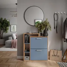 Vicco Orlando 80 x 90 x 24,2 cm 6 Fächer, 2 Schubladen blau / Eiche