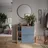 Vicco Orlando 80 x 90 x 24,2 cm 6 Fächer, 2 Schubladen blau / Eiche