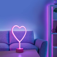 JUST LIGHT. LED-Tischleuchte Neon Herz, batteriebetrieben