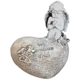 Buri Gedenkstein Engel auf Herz Grabschmuck Spruchstein Grabdeko Dekoherz Gartendeko
