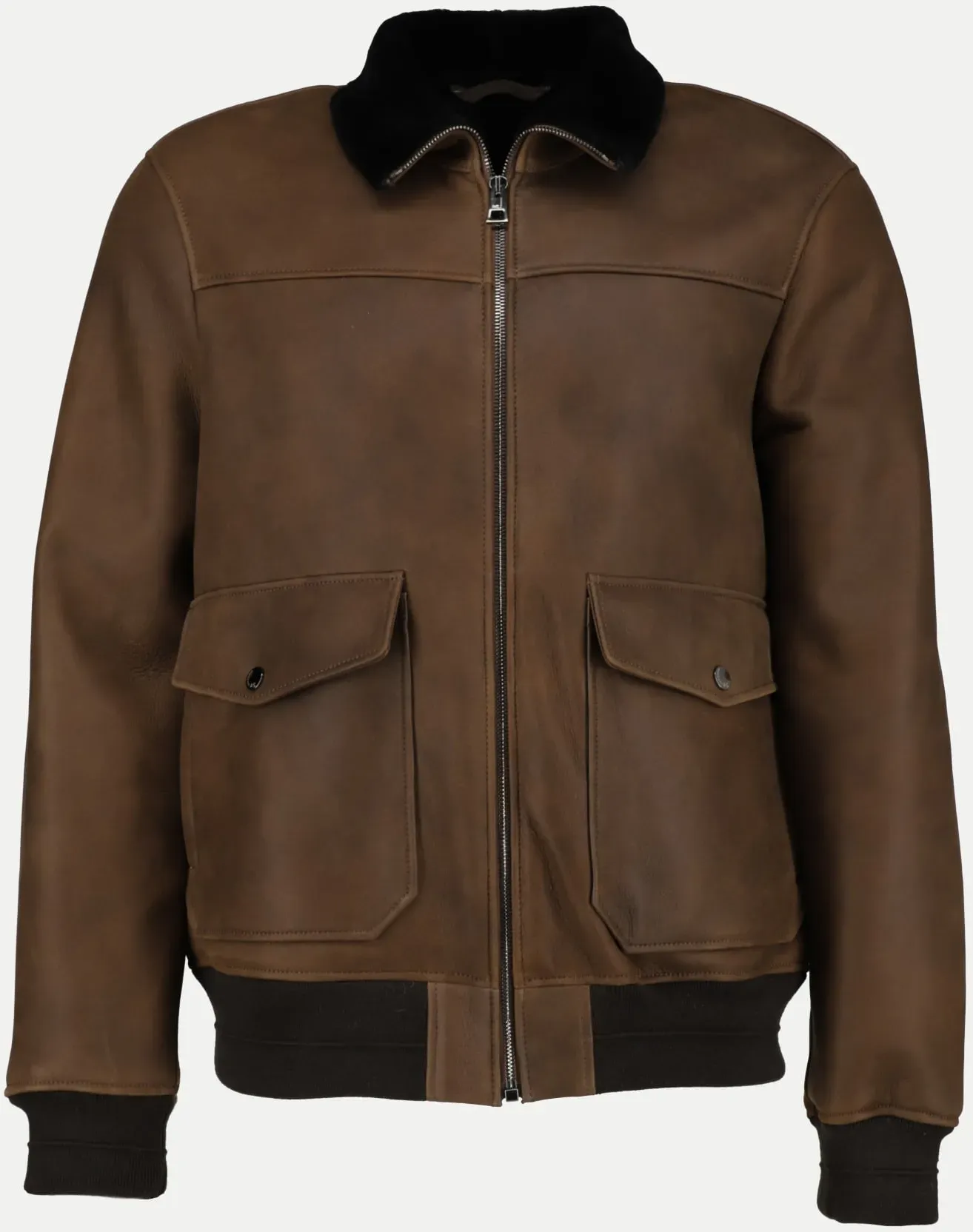 Lederblouson mit Lammfell Braun 54