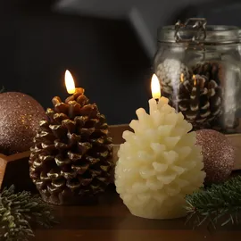 MARELIDA LED Kerze Tannenzapfen 13 cm braun