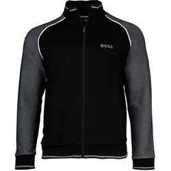 BOSS Herren Sweatjacke - Tracksuit Jacket, Stehkragen, Zip, Logo, Baumwoll-Mix Schwarz XL