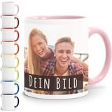 SpecialMe® personalisierte Fototasse mit eigenem Foto persönliches Geschenk Kaffeetasse mit Bild selbst gestalten inner-rosa Keramik-Tasse