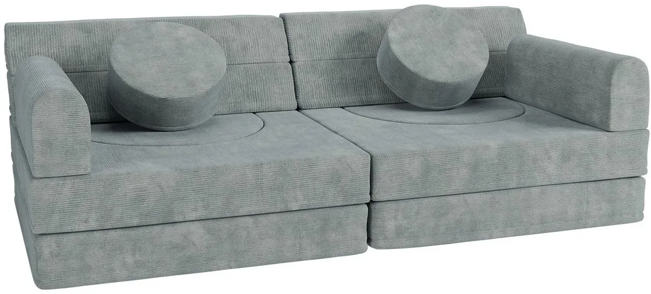 Kindersofa Kayo mit Cord Bezug & Kissen - hellgrün
