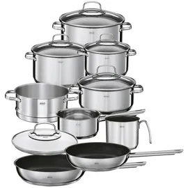 Rösle Elegance Topf-Set 9-tlg. 3 x Kochtopf + 2 x Bratpfanne + Bratentopf + Stielkasserolle + Milchtopf + Dampfeinsatz