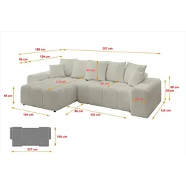 altdecor Ecksofa Cord 2-Sitzer Creme