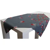 beties - Beeren Vögel -, Mitteldecke ca. 80x80 cm, Vogel Bird Baum Tischdecke in interessanter Größenauswahl hochwertig & angenehm 100% Baumwolle Farbe (Stone)