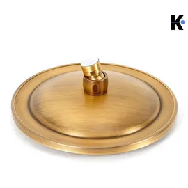 klarwerk JANA | Vintage Regendusche Set Messing unlackiert Edelstahl | Retro Design Duscharmatur Duschsystem | Mischbatterie Dusche komplett mit Handbrause