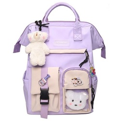 XDeer Kinderrucksack Süße Mädchenrucksack,Büchertaschen(pink) mit Plüschanhänger für Teenager, Mädchen, Schulrucksack für Studenten,wasserabweisender Reiserucksack für die Schuler (Set), mit Laptopfach,mit Plüschanhänger lila