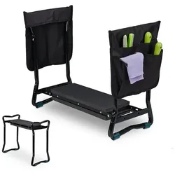 relaxdays Kniebank für Gartenarbeit 60 cm schwarz schwarz, 60x50x27.5 cm