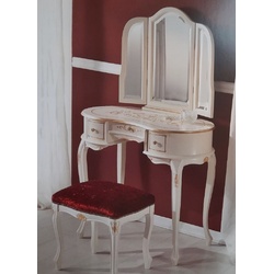 Casa Padrino Luxus Barock Schlafzimmer Set Bordeauxrot / Weiß / Gold - 1 Barock Schminkkommode & 1 Barock Spiegel & 1 Barock Hocker - Barock Schlafzimmer Möbel - Luxus Qualität - Made in Italy