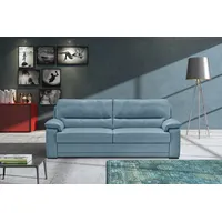 2,5-Sitzer EGOITALIANO "Doris, modernes Designersofa, Ledersofa mit erstklassiger Sitzqualität", blau (türkis), B:192cm H:90cm T:93cm, Leder »BULL« (echtes Rindsleder). Geschliffenes, pigmentiertes und behandeltes Rindsleder mit einer Dicke von 1, 3-1, 5 mm. Dieses Leder zeigt eine ziemlich weiche Hand mit einem halb undurchsichtigen Aussehen. Es handelt sich um ein geschütztes Leder. Eine leichte Deckschicht schützt sie vor Flecken, ohne ihre ursprünglichen Eigenschaften zu verändern. Die geschützten Leder kombinieren die Vorteile von Natürlichkeit und Weichheit mit einer guten Beständigkeit gegen Verschleiß und Ausbleichen. Das Vorhandensein der charakteristischen Zeichen, die das Leben des Tieres bestimmen, wie Narben, Körnungsunterschiede, Falten, Adern, Disharmonien in Farbtönen, beweisen ihre absolute Echtheit und großen Wert., Sofas, edle Detailverarbeitung, perfekte Polsterung, aus hochwertigem Leder