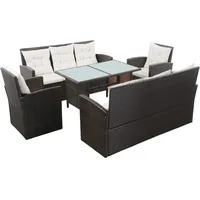 vidaXL Gartenlounge Set mit Kissen 5-teilig Poly Rattan Terrasse braun/schwarz